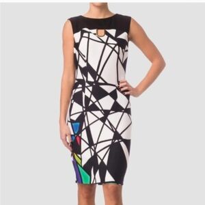 NWT Josep Ribkoff Black and White Abstract Midi Dress
Size 4